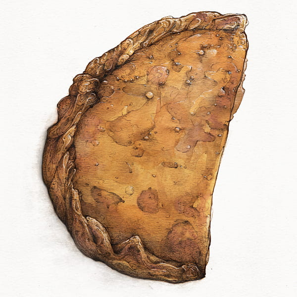 Empanada frita en tinta