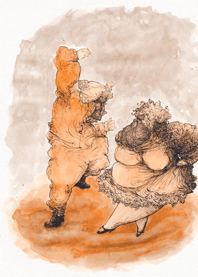 Pen and washed ink: When those two danced