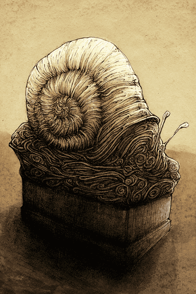 Snail pencil and ink cartoon